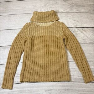 Gap Women's Tan Chunky Knit Turtleneck Y2K Sweater Size Medium